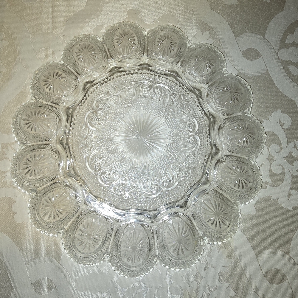 Vintage Clean Glass Egg Plate